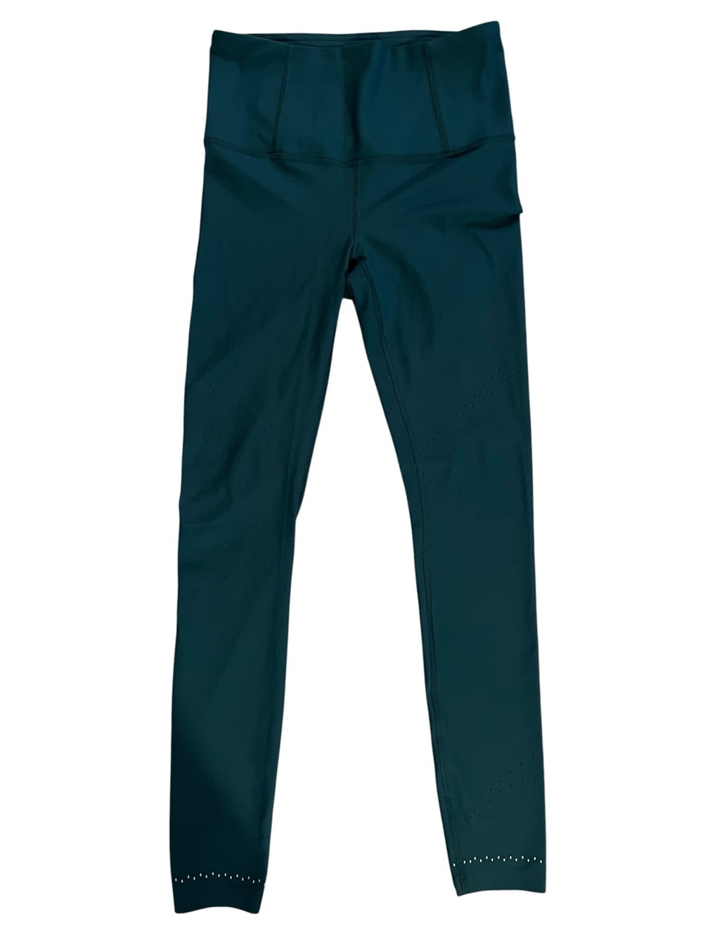 Lululemon Teal Green High Rise Athletic Leggings Perforated Running Training 6